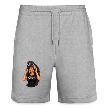 Queen Hip-Hop Glam-Illustration - Stanley/Stella Unisex Bio Joggingshorts Trainer  - Grau meliert - Vorne - Nik (191cm) & Marisol (170cm)