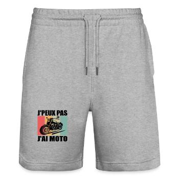 J'PEUX PAS J'AI MOTO - J'peux pas j'ai moto - Short de jogging bio TRAINER Stanley/Stella unisexe - gris chiné - Devant - Nik (191cm) & Marisol (170cm)