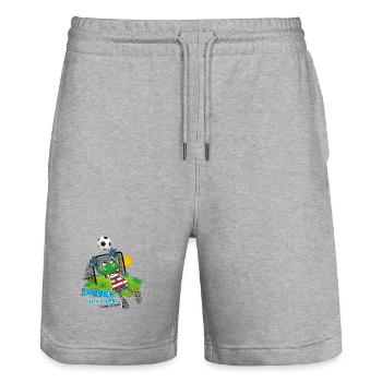 Soccer is my life - Stanley/Stella Trainer Unisex Organic Jogging Shorts - heather grey - Front - Nik (191cm) & Marisol (170cm)