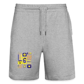 6 / Blaue sechs mit Herz zum Kindergeburtstag. - Stanley/Stella Unisex Bio Joggingshorts Trainer  - Grau meliert - Vorne - Nik (191cm) & Marisol (170cm)