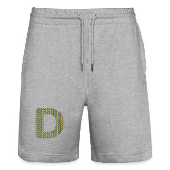 Coeur coloré D Design - Unique et élégant ! - Short de jogging bio TRAINER Stanley/Stella unisexe - gris chiné - Devant - Nik (191cm) & Marisol (170cm)