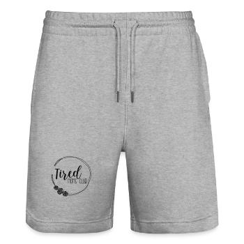 tired moms club - Stanley/Stella Unisex Bio Joggingshorts Trainer  - Grau meliert - Vorne - Nik (191cm) & Marisol (170cm)
