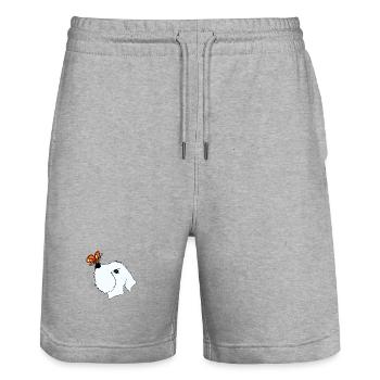 Sealy and Butterfly - Stanley/Stella Trainer Unisex Organic Jogging Shorts - heather grey - Front - Nik (191cm) & Marisol (170cm)