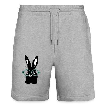 Bunny with glasses - Stanley/Stella Trainer Unisex Organic Jogging Shorts - heather grey - Front - Nik (191cm) & Marisol (170cm)