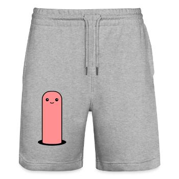 worm - Stanley/Stella Trainer Unisex Organic Jogging Shorts - heather grey - Front - Nik (191cm) & Marisol (170cm)