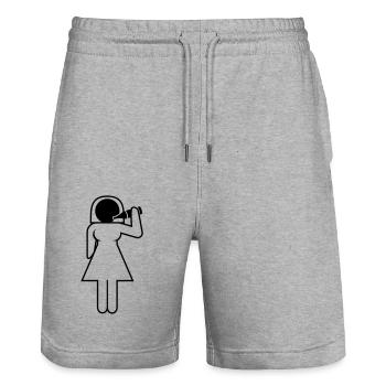 épouse épouse mariage femme bachelorette - Short de jogging bio TRAINER Stanley/Stella unisexe - gris chiné - Devant - Nik (191cm) & Marisol (170cm)
