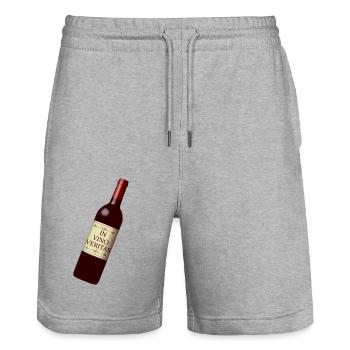 wine bottle in vino veritas - Stanley/Stella Trainer Unisex Organic Jogging Shorts - heather grey - Front - Nik (191cm) & Marisol (170cm)