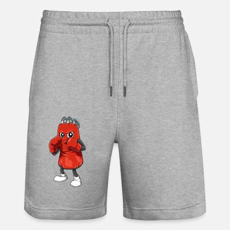 Lustiger Boxsack mit Boxhandschuhen - Stanley/Stella Unisex Bio Joggingshorts Trainer  - Grau meliert