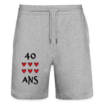 40 ANS. 40e ANNIVERSAIRE. ANNIVERSAIRE 40 ANS. 40 - Short de jogging bio TRAINER Stanley/Stella unisexe - gris chiné - Devant - Nik (191cm) & Marisol (170cm)