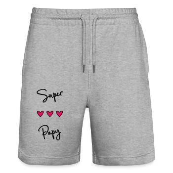 OPA. SUPER OPA. VATERTAG. ALLES GUTE ZUM GEBURTSTAG OPA. - Stanley/Stella Unisex Bio Joggingshorts Trainer  - Grau meliert - Vorne - Nik (191cm) & Marisol (170cm)