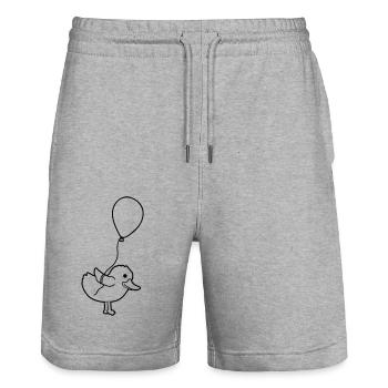 Bande dessinée Little Chick Balloon - Short de jogging bio TRAINER Stanley/Stella unisexe - gris chiné - Devant - Nik (191cm) & Marisol (170cm)