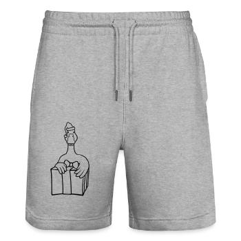 Cadeaux de Noël chère oie - Short de jogging bio TRAINER Stanley/Stella unisexe - gris chiné - Devant - Nik (191cm) & Marisol (170cm)