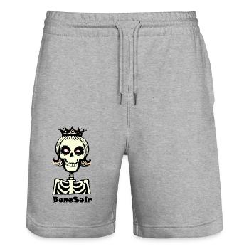 BoneSoir Halloween Skeleton Pun Joke - Stanley/Stella Trainer Unisex Organic Jogging Shorts - heather grey - Front - Nik (191cm) & Marisol (170cm)