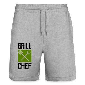 grill chef - Stanley/Stella Unisex Bio Joggingshorts Trainer  - Grau meliert - Vorne - Nik (191cm) & Marisol (170cm)