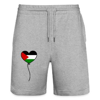 Free palestine - Stanley/Stella Trainer Unisex Organic Jogging Shorts - heather grey - Front - Nik (191cm) & Marisol (170cm)