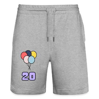20. 20 YEARS. 20th ANNIVERSARY. 20TH ANNIVERSARY. - Stanley/Stella Trainer Unisex Organic Jogging Shorts - heather grey - Front - Nik (191cm) & Marisol (170cm)