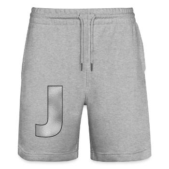 Lettre J Argent - Short de jogging bio TRAINER Stanley/Stella unisexe - gris chiné - Devant - Nik (191cm) & Marisol (170cm)