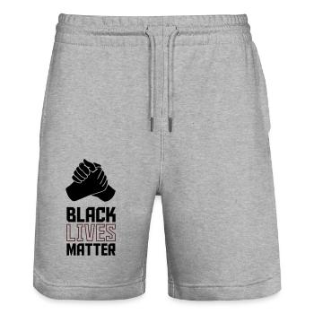 Mains Black Lives Matter - Short de jogging bio TRAINER Stanley/Stella unisexe - gris chiné - Devant - Nik (191cm) & Marisol (170cm)