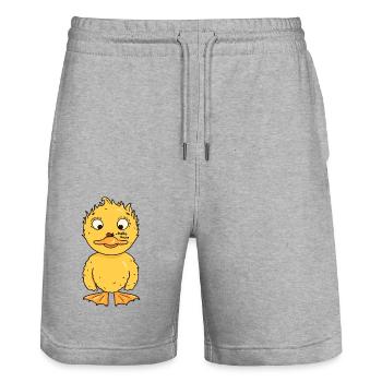 little duck befriends a ladybug - Stanley/Stella Trainer Unisex Organic Jogging Shorts - heather grey - Front - Nik (191cm) & Marisol (170cm)