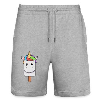 Unicorn Head Popsicle - Stanley/Stella Trainer Unisex Organic Jogging Shorts - heather grey - Front - Nik (191cm) & Marisol (170cm)