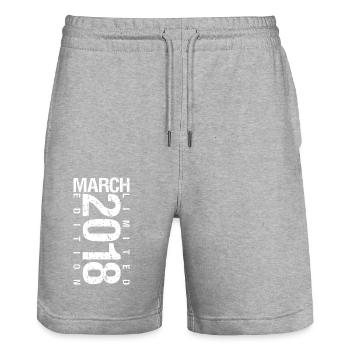 March 2018 March Anniversary March 2018 - Stanley/Stella Trainer Unisex Organic Jogging Shorts - heather grey - Front - Nik (191cm) & Marisol (170cm)