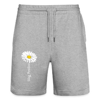 Stay Positive Courage Self-Confidence Marguerite Life - Stanley/Stella Trainer Unisex Organic Jogging Shorts - heather grey - Front - Nik (191cm) & Marisol (170cm)