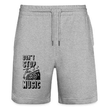 Dont Stop The Music - Stanley/Stella Trainer Unisex Organic Jogging Shorts - heather grey - Front - Nik (191cm) & Marisol (170cm)
