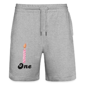 Kerze zum 1. Jahrestag - Stanley/Stella Unisex Bio Joggingshorts Trainer  - Grau meliert - Vorne - Nik (191cm) & Marisol (170cm)