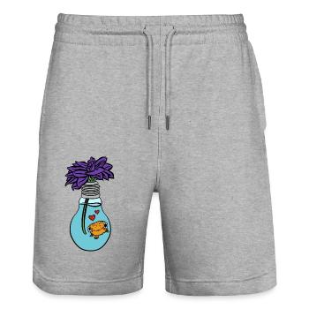 Poisson fleur - Short de jogging bio TRAINER Stanley/Stella unisexe - gris chiné - Devant - Nik (191cm) & Marisol (170cm)