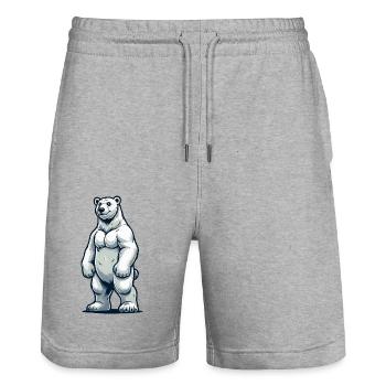 Ours blanc - Short de jogging bio TRAINER Stanley/Stella unisexe - gris chiné - Devant - Nik (191cm) & Marisol (170cm)