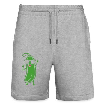 Courgette - Stanley/Stella Trainer Unisex Organic Jogging Shorts - heather grey - Front - Nik (191cm) & Marisol (170cm)