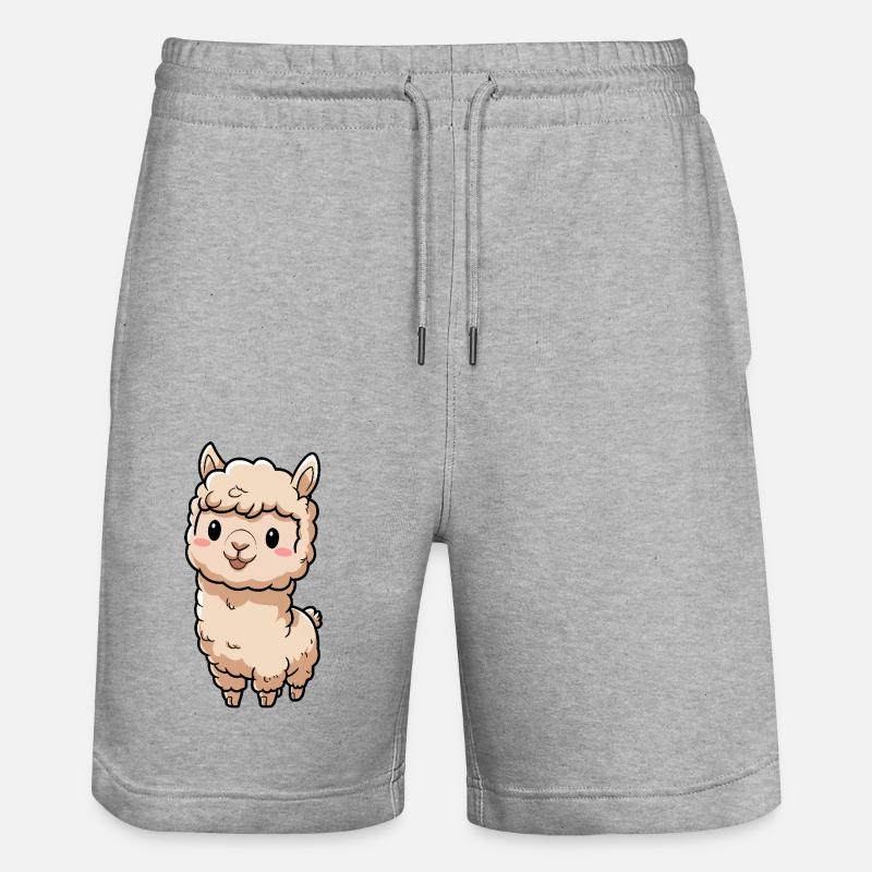 Süße Llama Chibi Alpaca - Stanley/Stella Unisex Bio Joggingshorts Trainer  - Grau meliert