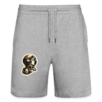 Space girl - Stanley/Stella Trainer Unisex Organic Jogging Shorts - heather grey - Front - Nik (191cm) & Marisol (170cm)