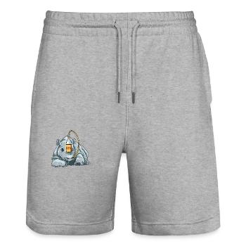 Lustiges Nashorn mit Korn - Stanley/Stella Unisex Bio Joggingshorts Trainer  - Grau meliert - Vorne - Nik (191cm) & Marisol (170cm)