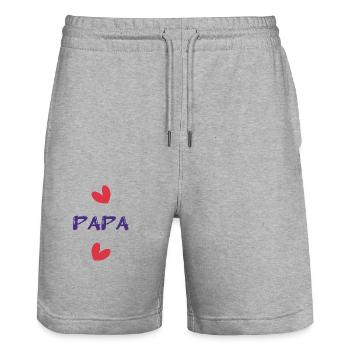 DAD. FATHER's DAY. HAPPY BIRTHDAY DAD. HAPPY BIRTHDAY - Stanley/Stella Trainer Unisex Organic Jogging Shorts - heather grey - Front - Nik (191cm) & Marisol (170cm)
