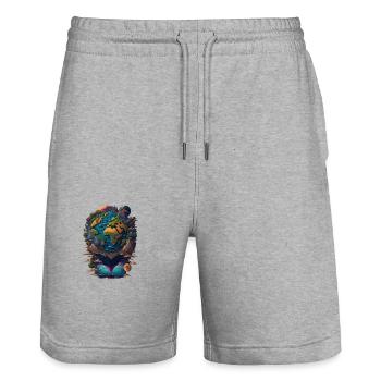Planet Erde Welt Planeten Abstrakt - Stanley/Stella Unisex Bio Joggingshorts Trainer  - Grau meliert - Vorne - Nik (191cm) & Marisol (170cm)