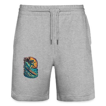 Skeleton Surfer Skull Surfing Comic Style Funny - Stanley/Stella Trainer Unisex Organic Jogging Shorts - heather grey - Front - Nik (191cm) & Marisol (170cm)