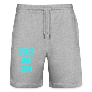 Proud Grandma 2024 – Perfect for New Grandmas - Stanley/Stella Trainer Unisex Organic Jogging Shorts - heather grey - Front - Nik (191cm) & Marisol (170cm)