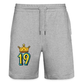19 Couronne de chiffres - Short de jogging bio TRAINER Stanley/Stella unisexe - gris chiné - Devant - Nik (191cm) & Marisol (170cm)