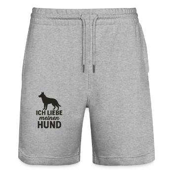 Ich liebe meinen Hund 2 - Stanley/Stella Unisex Bio Joggingshorts Trainer  - Grau meliert - Vorne - Nik (191cm) & Marisol (170cm)
