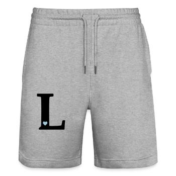Buchstabe L Anfangsbuchstabe - Stanley/Stella Unisex Bio Joggingshorts Trainer  - Grau meliert - Vorne - Nik (191cm) & Marisol (170cm)