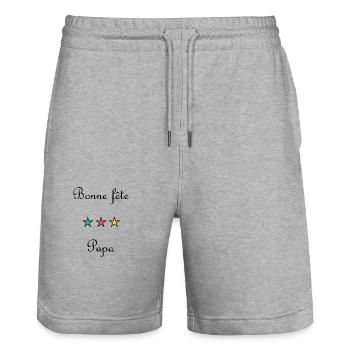 FÊTE DES PÈRES.BONNE FÊTE PAPA. PAPA. BONNE FÊTE - Short de jogging bio TRAINER Stanley/Stella unisexe - gris chiné - Devant - Nik (191cm) & Marisol (170cm)