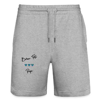 BONNE FÊTE PAPA. PAPA. FÊTE DES PÈRES. BONNE FÊTE - Short de jogging bio TRAINER Stanley/Stella unisexe - gris chiné - Devant - Nik (191cm) & Marisol (170cm)