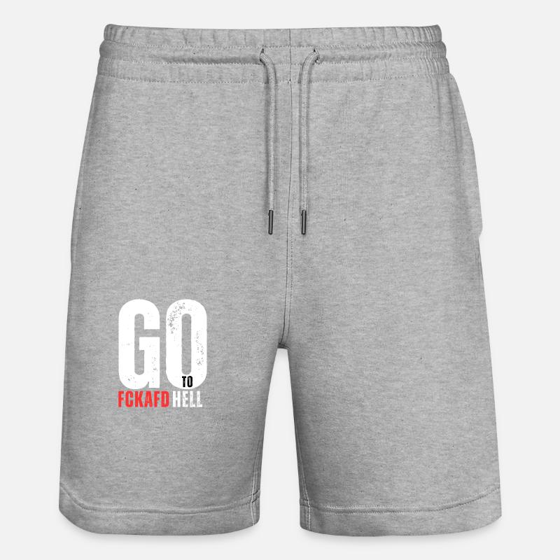 FCKAFD Go To Hell - Stanley/Stella Trainer Unisex Organic Jogging Shorts - heather grey