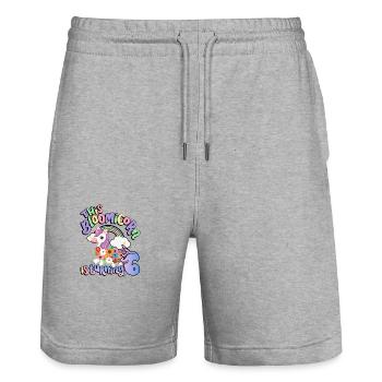 Bloomicorn Is Turning 6 Einhorn 6. Geburtstag - Stanley/Stella Unisex Bio Joggingshorts Trainer  - Grau meliert - Vorne - Nik (191cm) & Marisol (170cm)