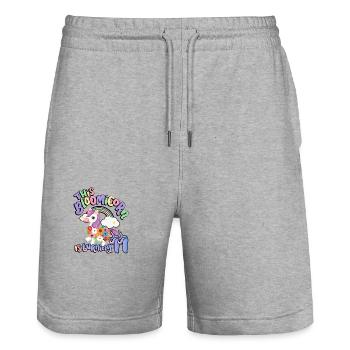 Bloomicorn Is Turning 11 Einhorn 11. Geburtstag - Stanley/Stella Unisex Bio Joggingshorts Trainer  - Grau meliert - Vorne - Nik (191cm) & Marisol (170cm)