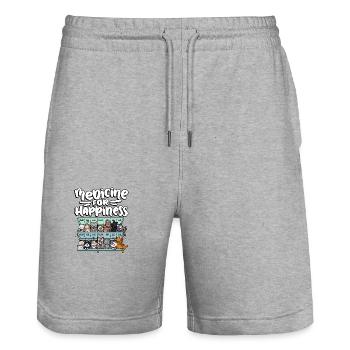 Meine Glückliche Medizin Jeden Tag Pille - Stanley/Stella Unisex Bio Joggingshorts Trainer  - Grau meliert - Vorne - Nik (191cm) & Marisol (170cm)