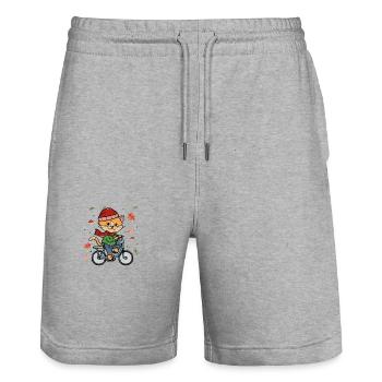 Cycling Autumn Cycling Cat Rider - Stanley/Stella Trainer Unisex Organic Jogging Shorts - heather grey - Front - Nik (191cm) & Marisol (170cm)