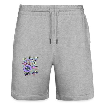 Rolling Into 2nd Birthday Quad Skater Rollschuhe - Stanley/Stella Unisex Bio Joggingshorts Trainer  - Grau meliert - Vorne - Nik (191cm) & Marisol (170cm)