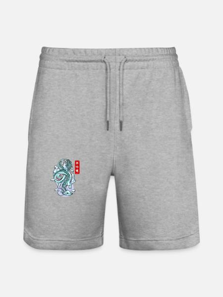 Japanischer Eisdrache Elementarer Mythos - Stanley/Stella Unisex Bio Joggingshorts Trainer - Grau meliert